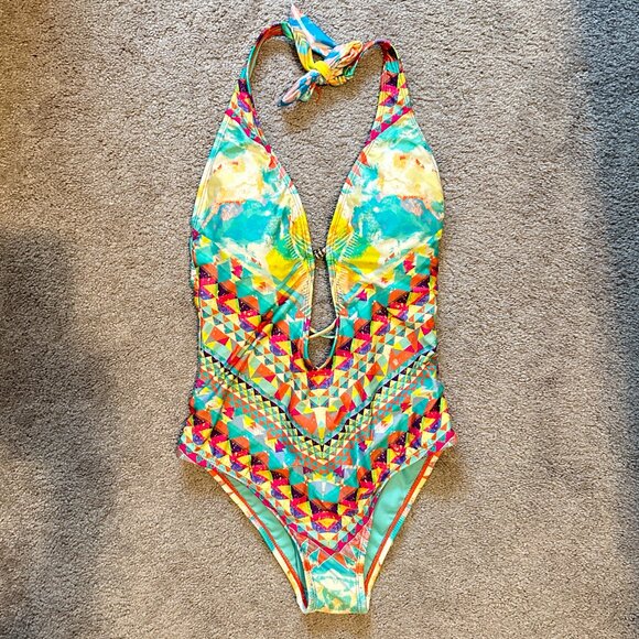 BAR III | Women’s One Piece Bathing Suit criss cross back | Multi Color |Size: S - Picture 12 of 13